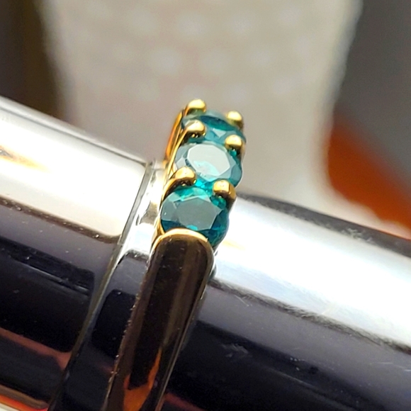 ANTIQUE Emerald Gold/ Sterling 925 Ring Sz8 - Picture 4 of 8